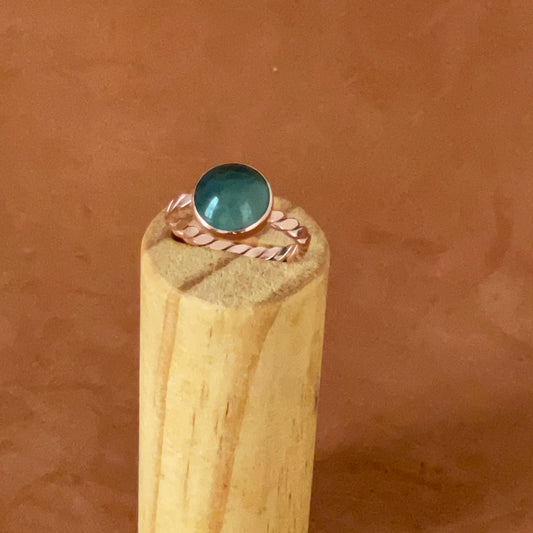Buna: The Stone Set Twisted Copper Ring