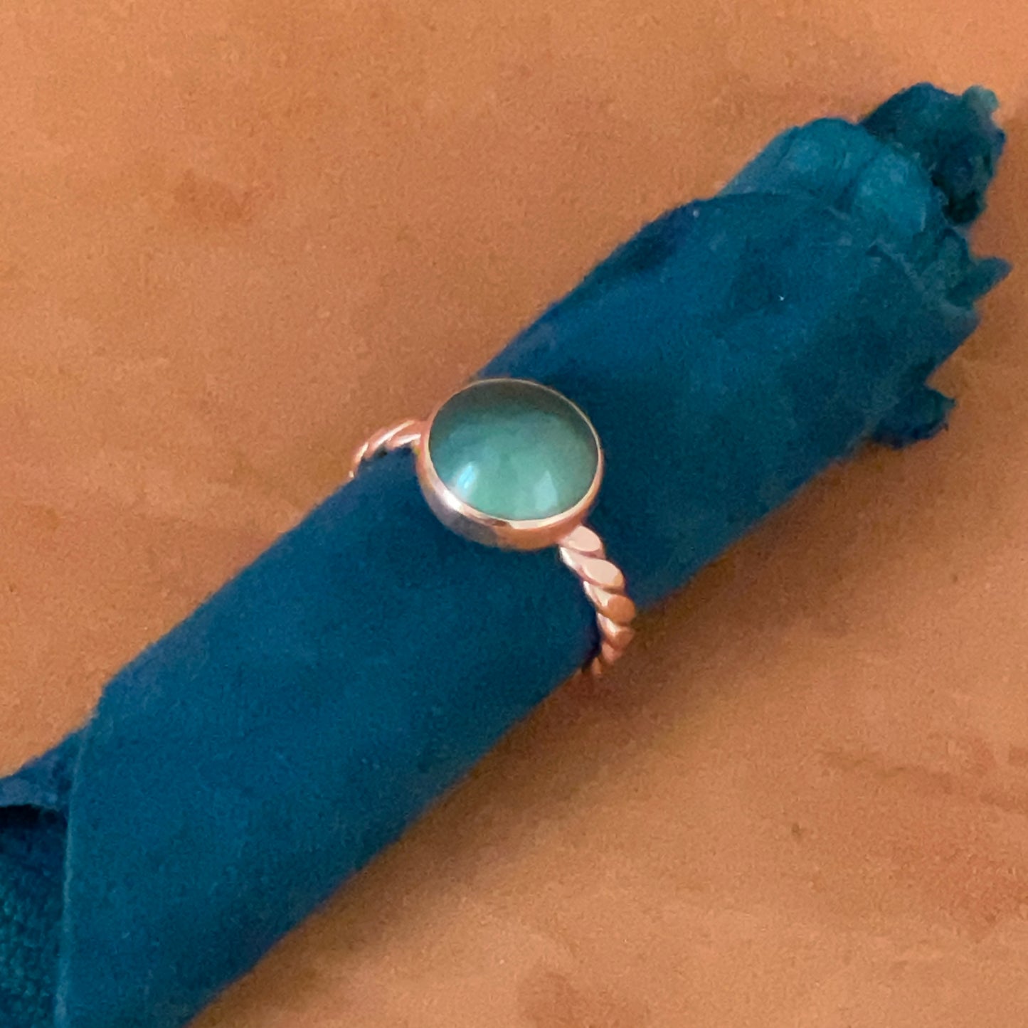 Buna: The Stone Set Twisted Copper Ring