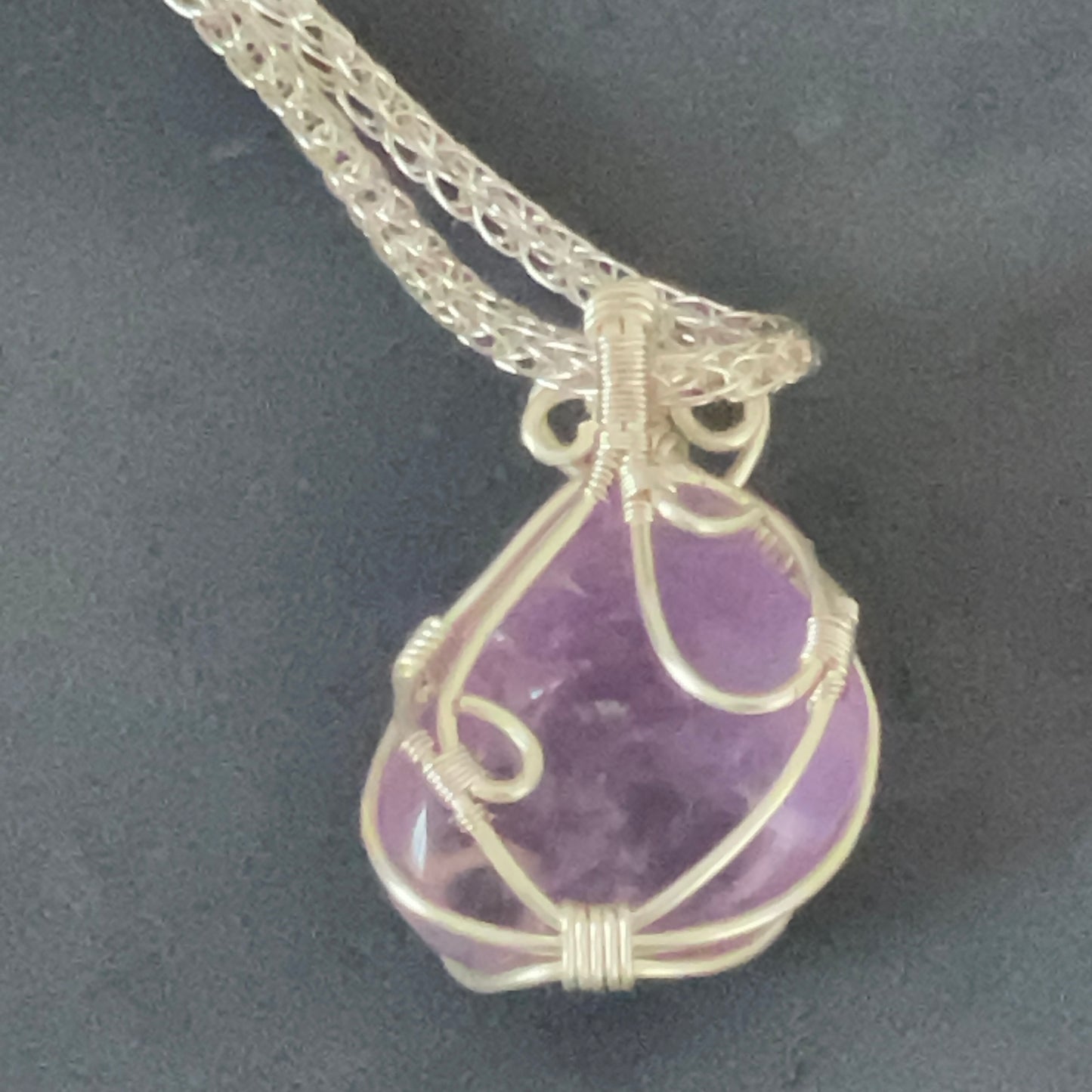 Grár: Amethyst & Silver Viking Knit Necklace