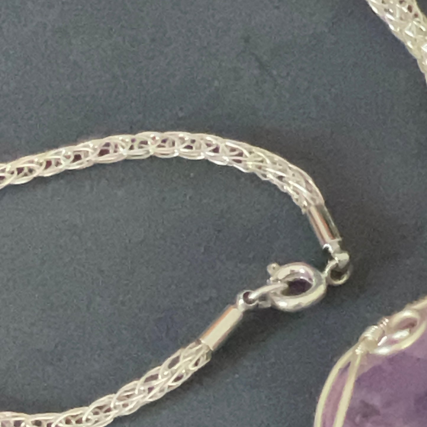 Grár: Amethyst & Silver Viking Knit Necklace
