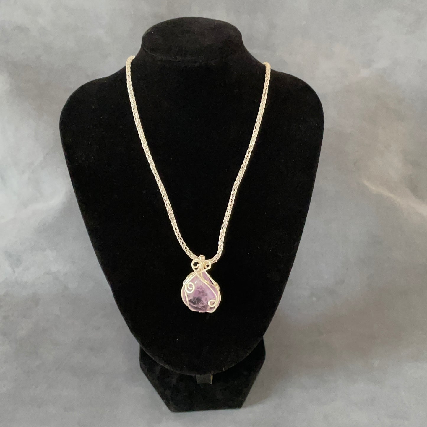 Grár: Amethyst & Silver Viking Knit Necklace