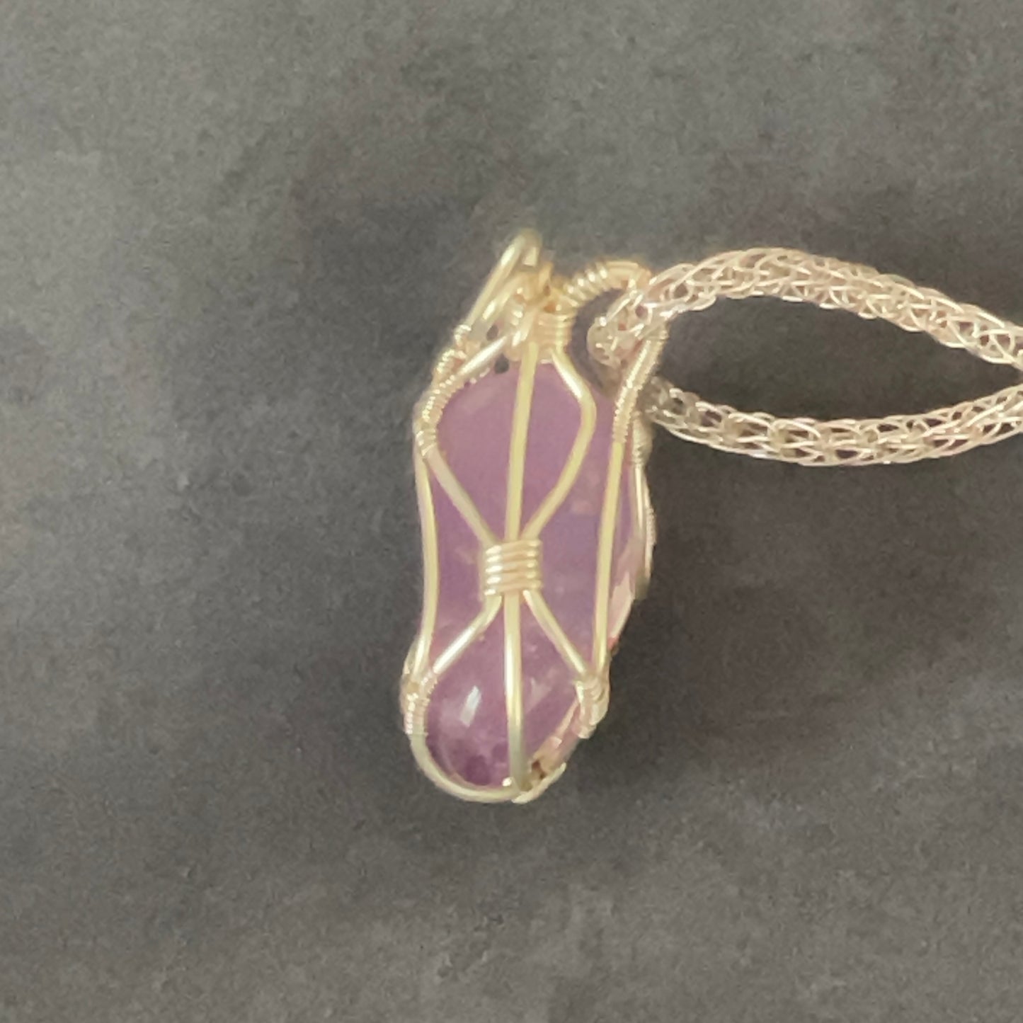 Grár: Amethyst & Silver Viking Knit Necklace