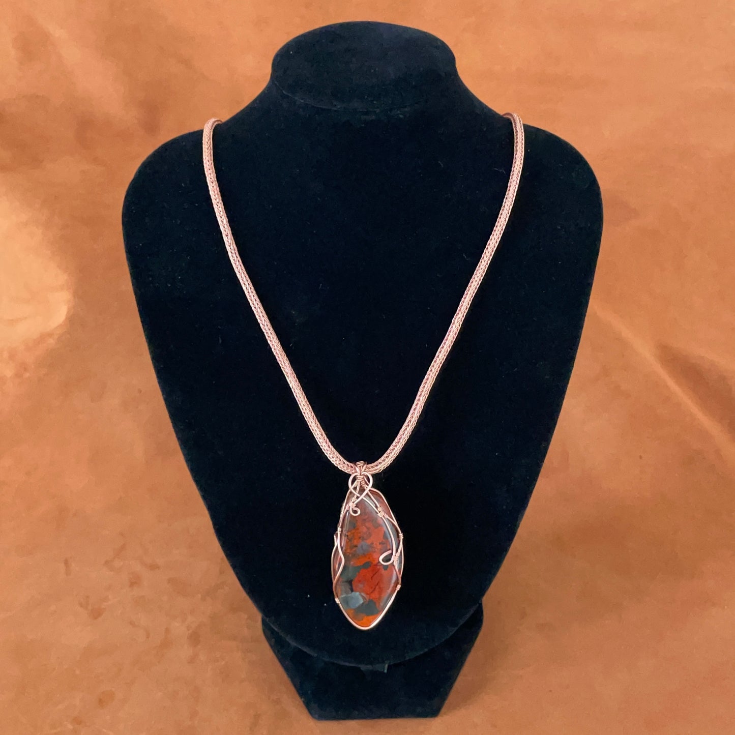 Rauðr: Red Jasper & Copper Viking Knit Necklace