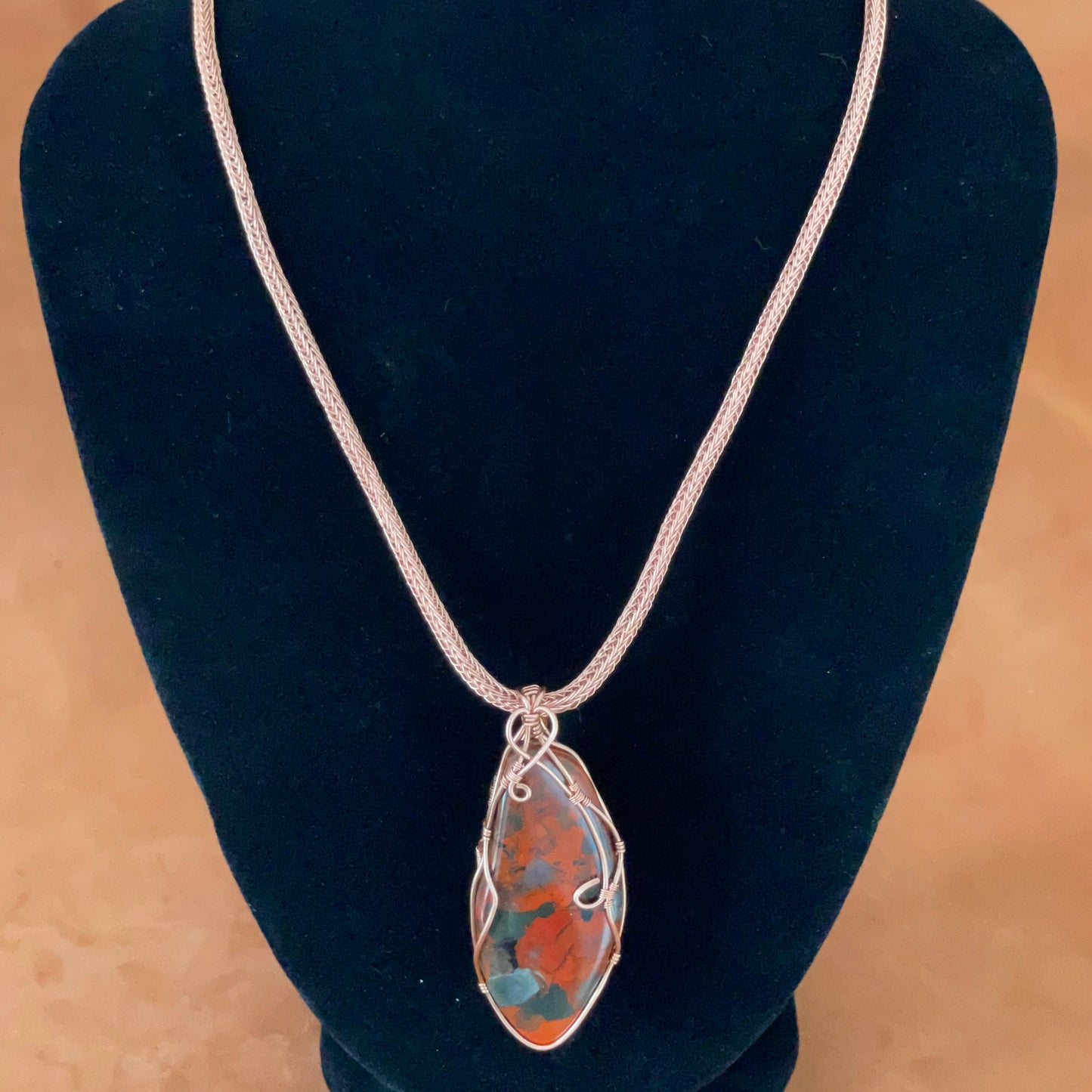 Rauðr: Red Jasper & Copper Viking Knit Necklace