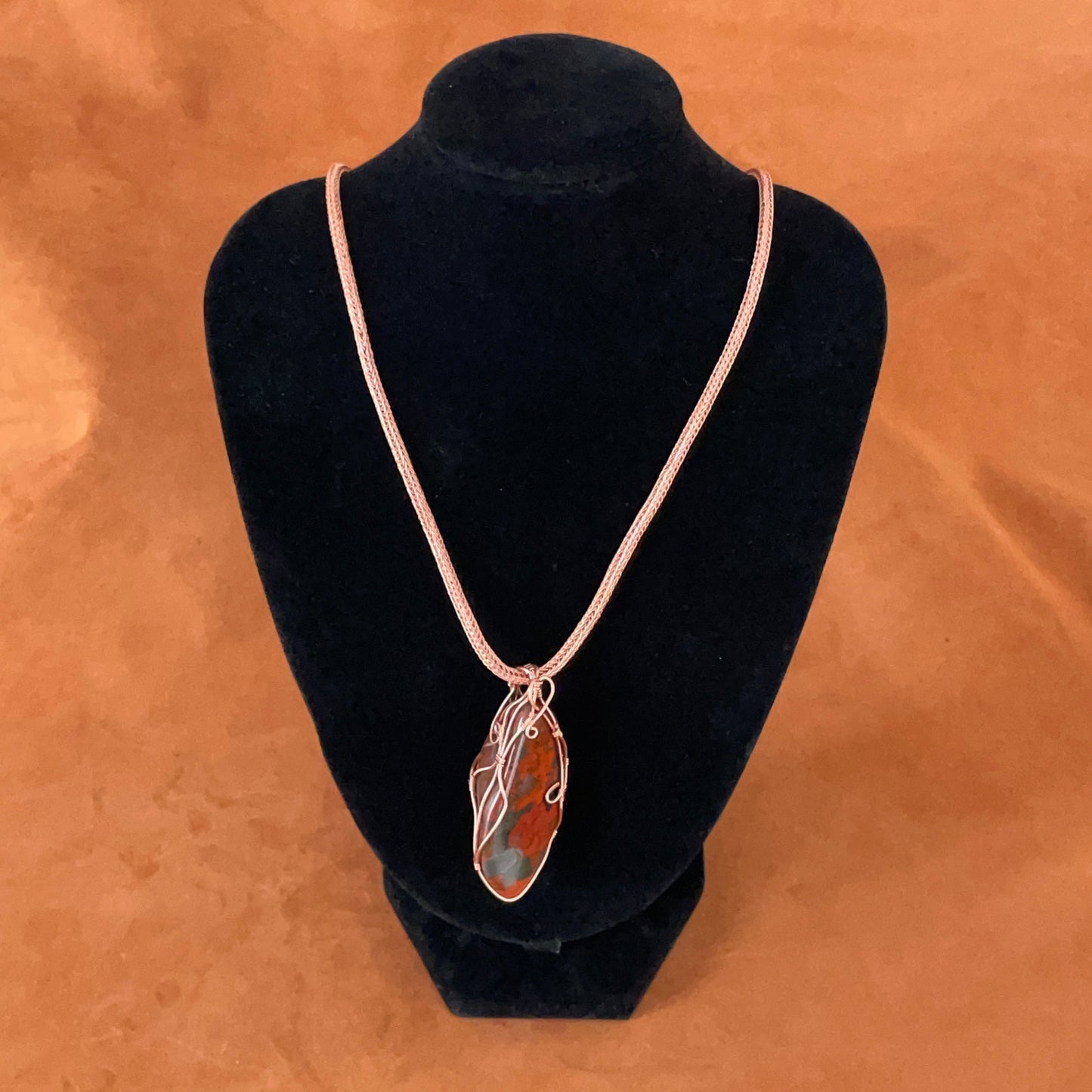 Rauðr: Red Jasper & Copper Viking Knit Necklace