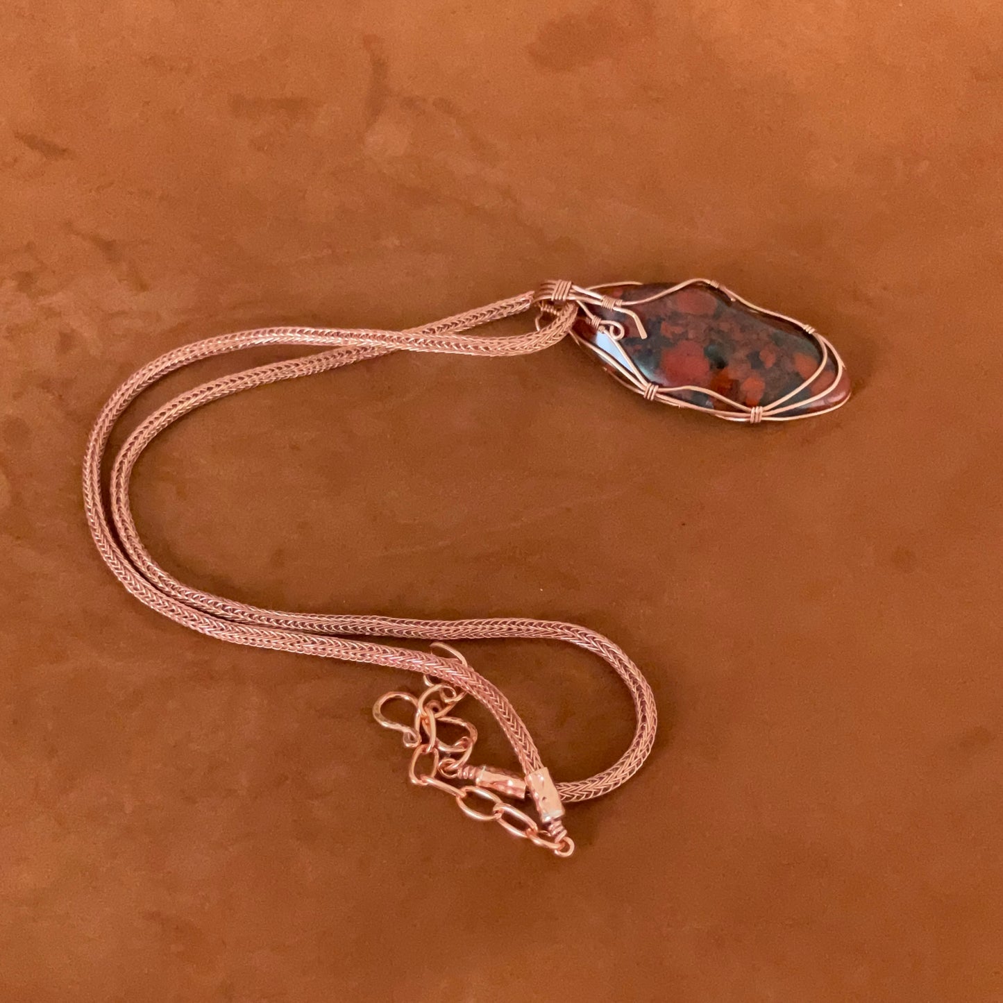 Rauðr: Red Jasper & Copper Viking Knit Necklace