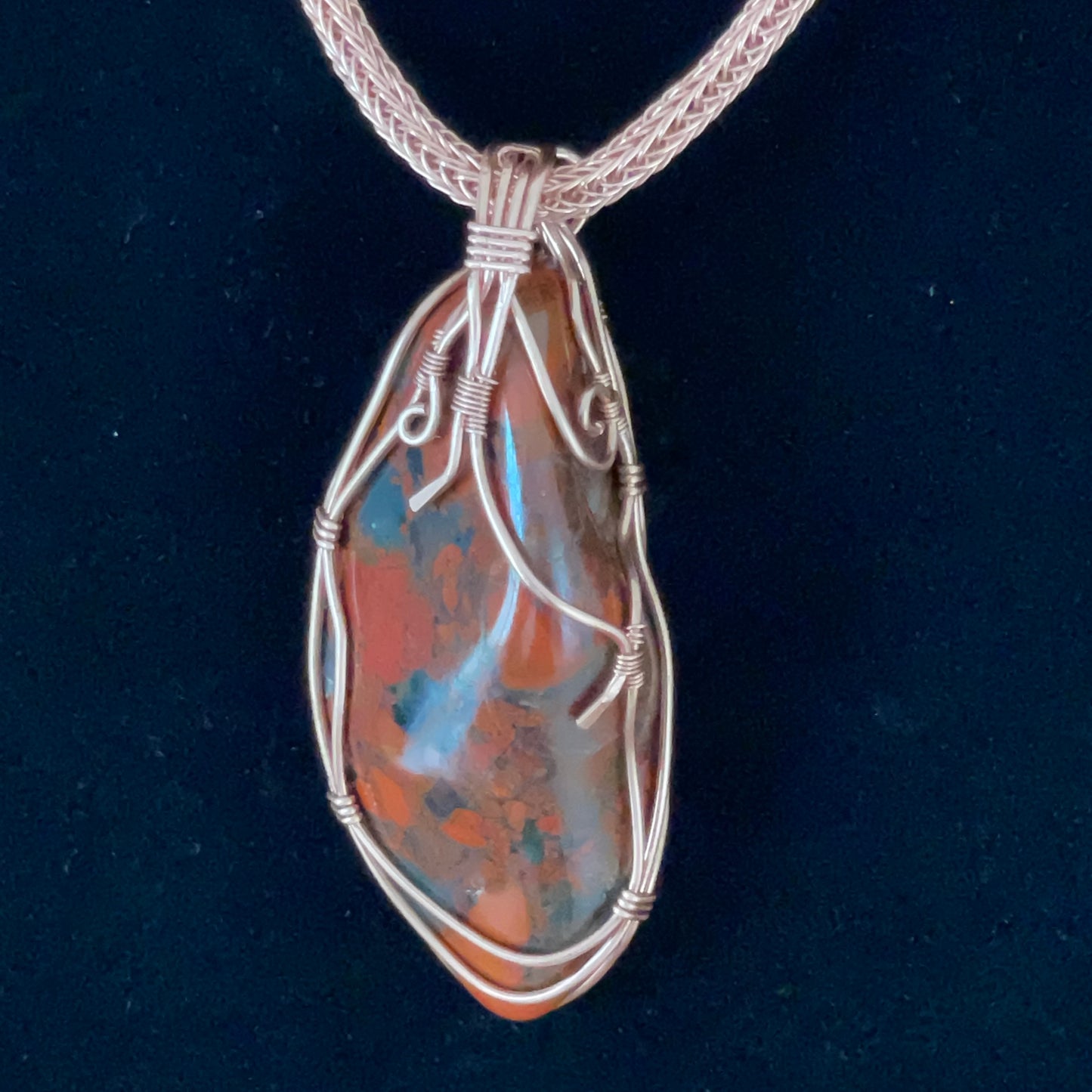 Rauðr: Red Jasper & Copper Viking Knit Necklace
