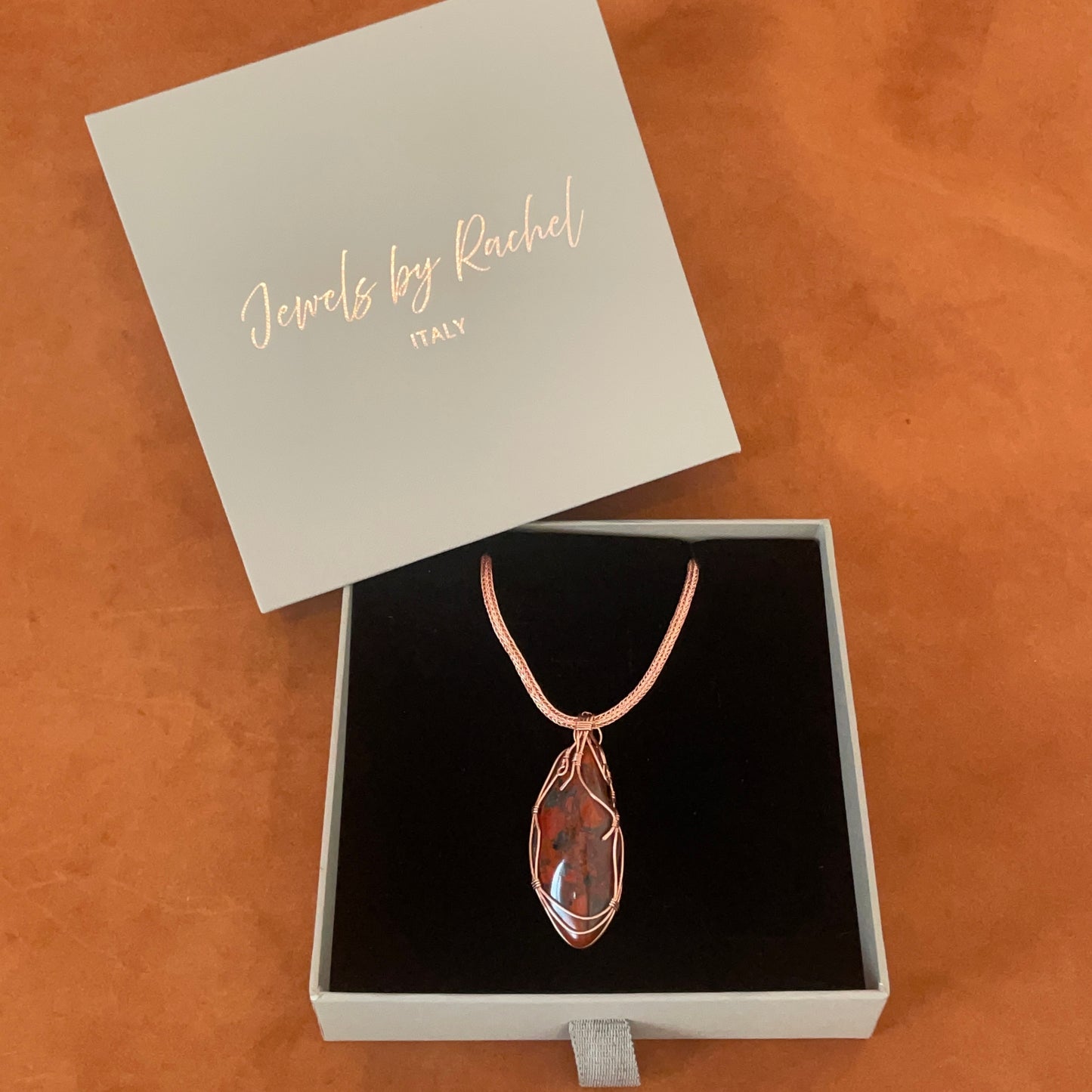 Rauðr: Red Jasper & Copper Viking Knit Necklace