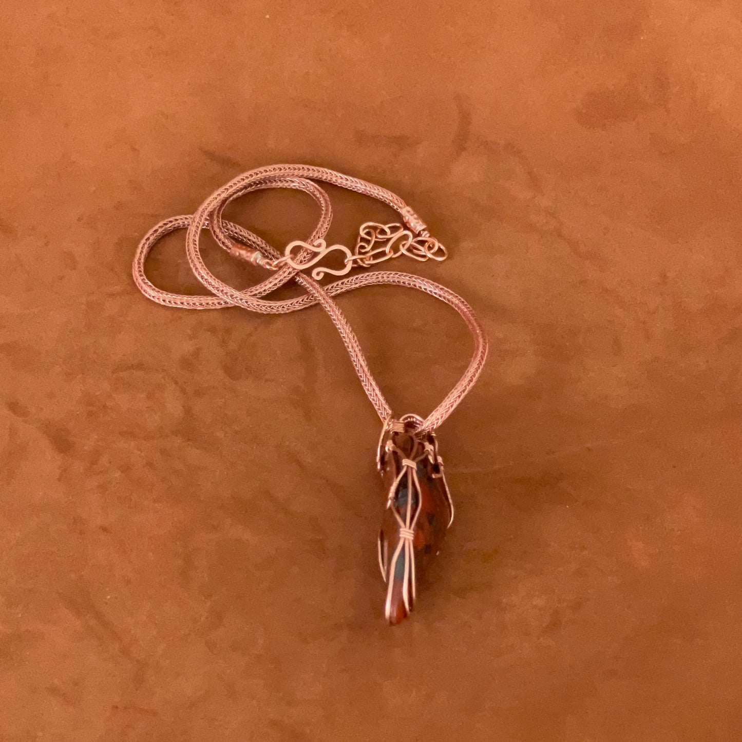 Rauðr: Red Jasper & Copper Viking Knit Necklace