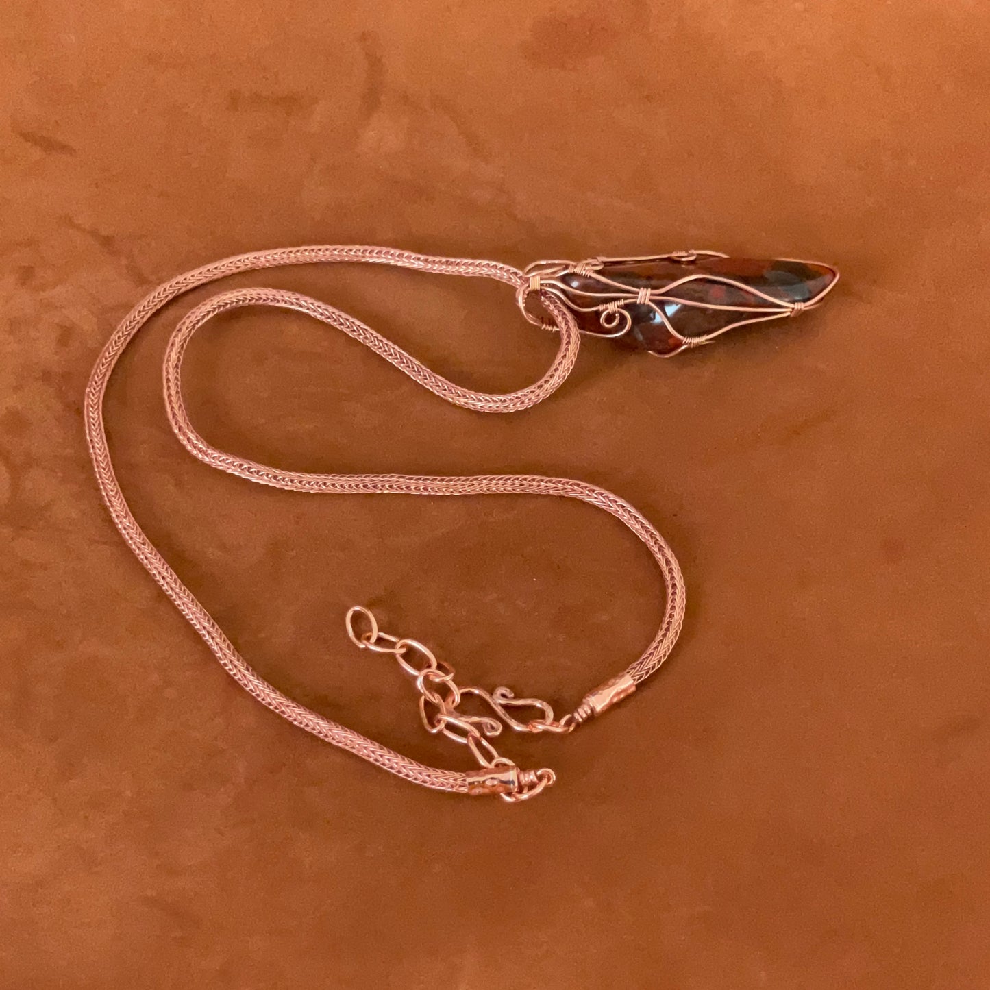 Rauðr: Red Jasper & Copper Viking Knit Necklace